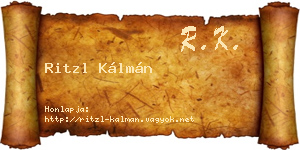 Ritzl Kálmán névjegykártya